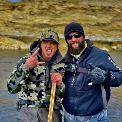 Two guides on the river after a great day of fishing